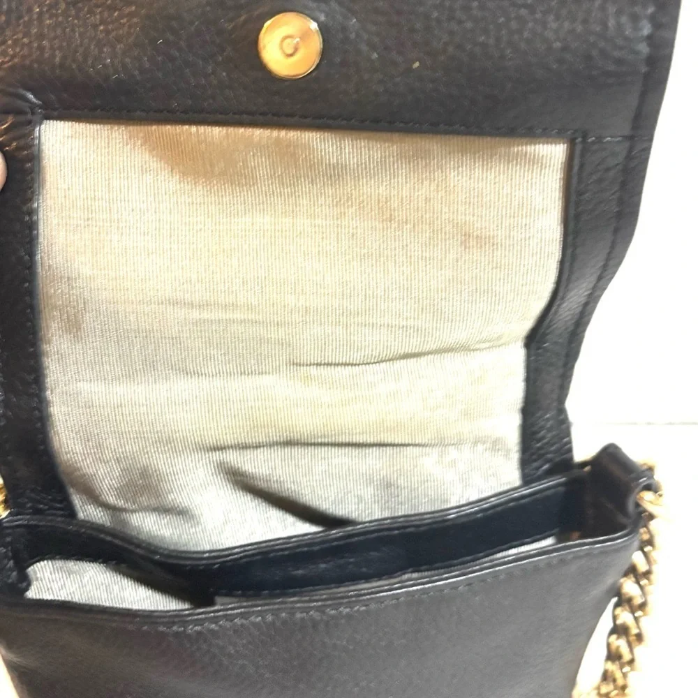 Pour La Victoire Black Crossbody Bag with Gold Chain